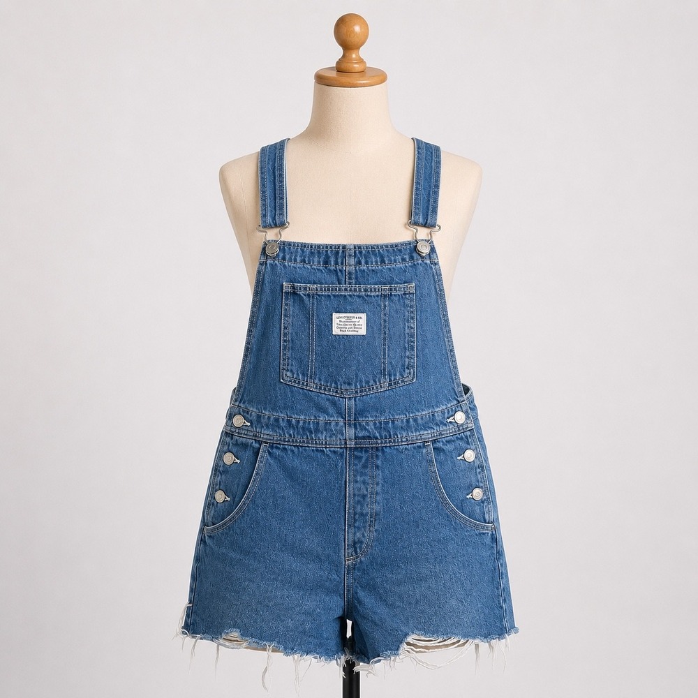 Levi's Medium Blue Denim Short Overalls